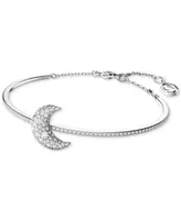 Swarovski Rhodium-Plated Pave Moon Bangle Bracelet