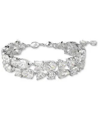 Swarovski Rhodium-Plated Mixed Crystal Double-Row Flex Bracelet