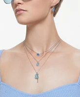 Swarovski Silver-Tone Blue Crystal Iconic Swan Pendant Necklace, 15-1/2 + 2" extender