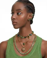 Swarovski Gold-Tone Green-Hued Crystal Mixed Cut Collar Necklace, 14" + 1-3/4" extender