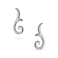 Bling Jewelry Minimalist Geometric Scroll Ear Pin Crawlers Climbers Earrings For Women For Sterling Silver