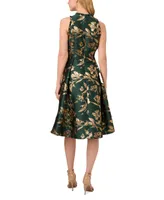 Adrianna Papell Women's Ruffled Metallic Jacquard Dress