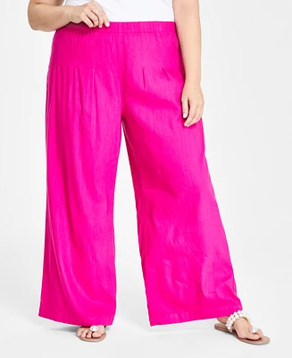 I.n.c. International Concepts Plus Wide-Leg Pull-On Pants, Created for Macy's