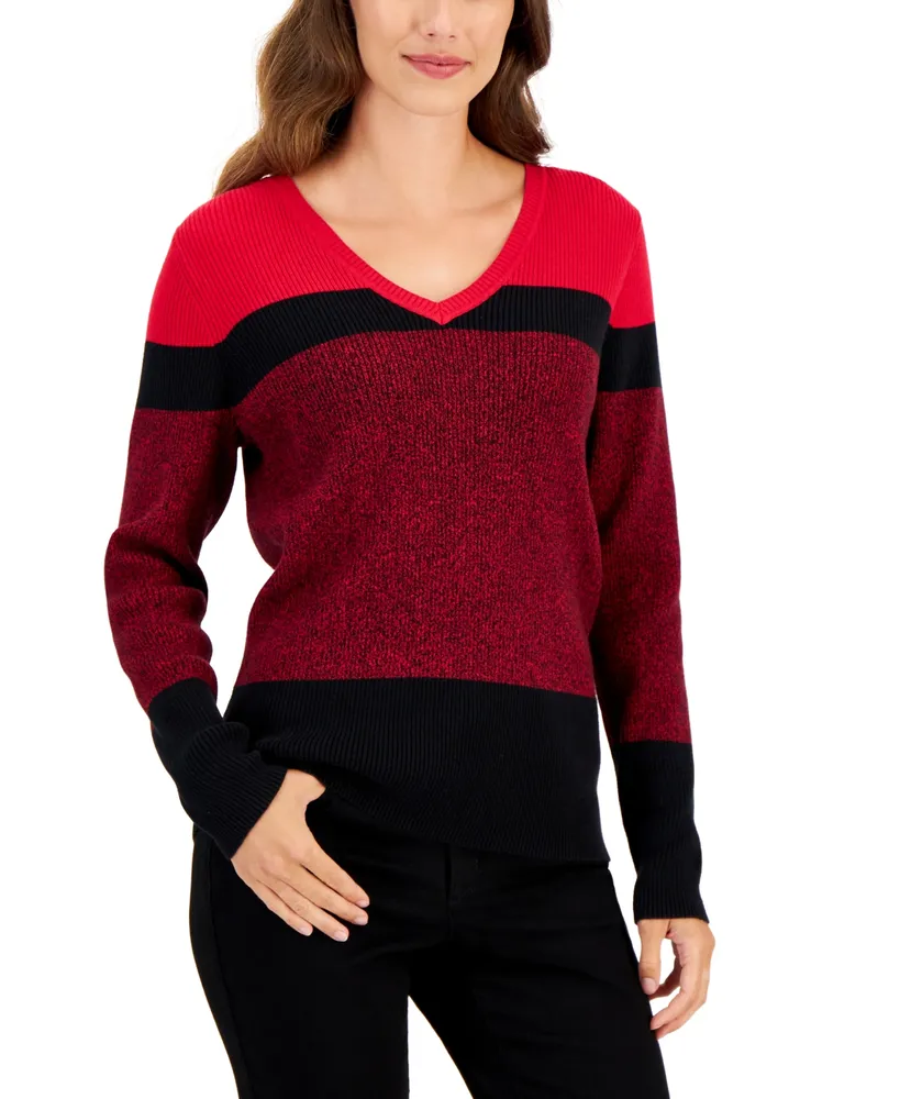 Karen Scott Women's Cotton V-Neck Sweater, Created for Macy's