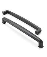 Solid Matte Black Bar Cabinet Handles 7.5" Hole Centers 5 Pk