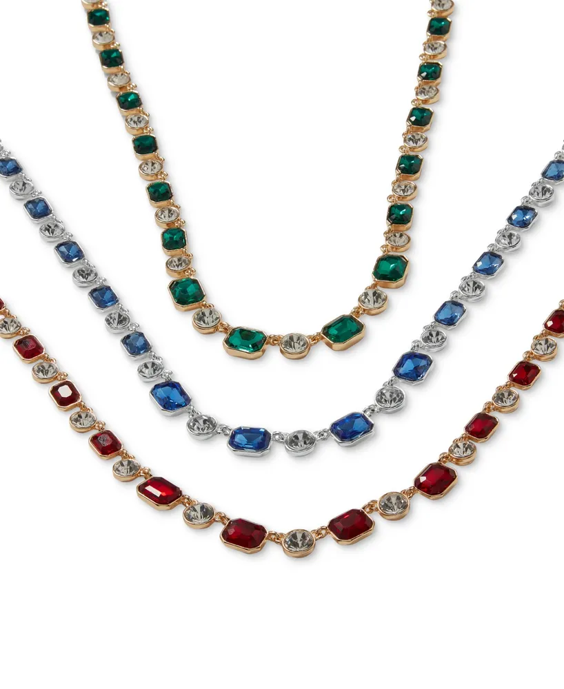 Anne Klein Gold-Tone Siam Crystal Collar Necklace, 16" + 3" extender