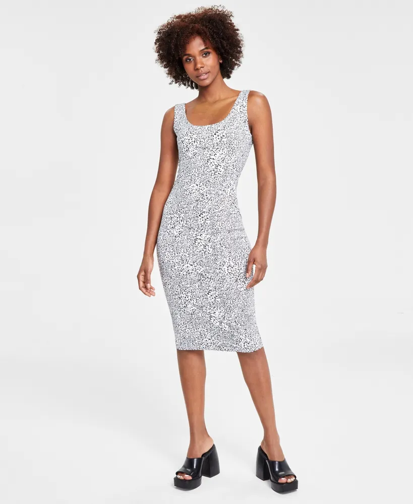 Bar Iii Women's Printed Scoop-Neck Sleeveless Jersey Dress, Created for Macy's