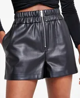 Bar Iii Women's High Rise Zipper Faux Leather Shorts, Created for Macy's