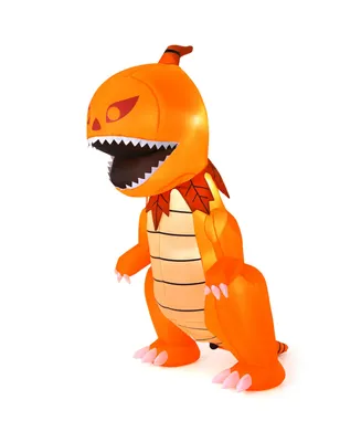 Costway 8FT Halloween Inflatable Pumpkin Head Dinosaur Blow Up with Led Lights