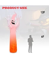 Costway 12 Ft Halloween Inflatable Ghost Yard Decoration w/ Built-in Led Lights