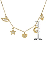 Lab-Grown White Sapphire Mystical Motif Charm 18" Pendant Necklace (1/2 ct. t.w.) in 14k Gold-Plated Sterling Silver