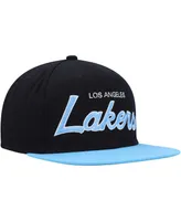 Men's Mitchell & Ness Black Los Angeles Lakers Hardwood Classics Mvp Team Script 2.0 Snapback Hat