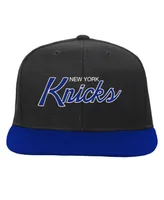 Big Boys and Girls Mitchell & Ness Black New York Knicks Team Script Snapback Hat