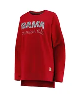 Women's Pressbox Crimson Alabama Crimson Tide Steamboat Animal Print Raglan Pullover Sweatshirt