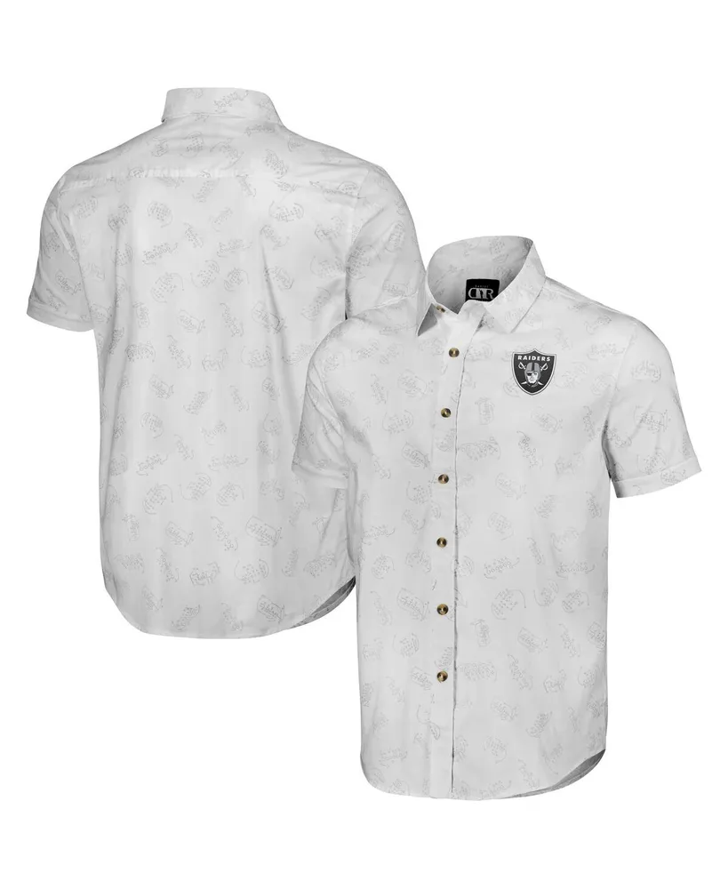 Men's Nfl x Darius Rucker Collection by Fanatics White Las Vegas Raiders Woven Short Sleeve Button Up Shirt