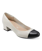 Easy Spirit Women's Eflex Lucinda Slip-On Block Heel Dress Pumps - Ivory Leather, Black