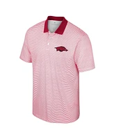 Men's Colosseum White, Cardinal Arkansas Razorbacks Print Stripe Polo Shirt
