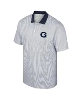 Men's Colosseum White Georgetown Hoyas Print Stripe Polo Shirt