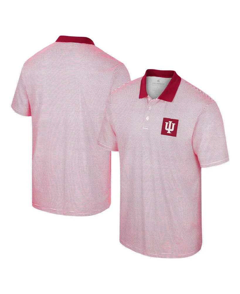 Men's Colosseum White Indiana Hoosiers Print Stripe Polo Shirt