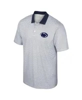 Men's Colosseum White Penn State Nittany Lions Print Stripe Polo Shirt