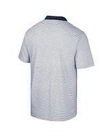Men's Colosseum White, Navy West Virginia Mountaineers Print Stripe Polo Shirt