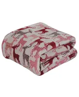 Kate Aurora Ultra Soft & Cozy Christmas Plaid Reindeer Plush Throw Blanket Cover - 50 in. W x 60 in. L