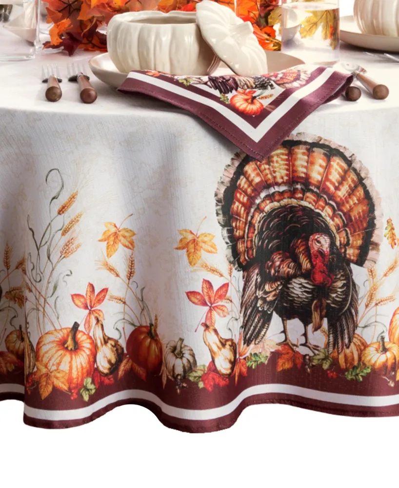 Elrene Autumn Heritage Turkey Engineered Tablecloth