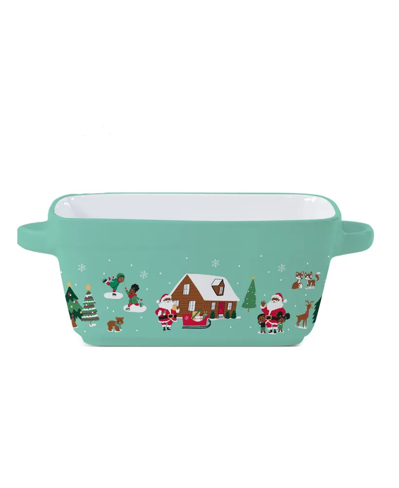 Black Paper Party Holiday Klaus Family Winter Scene Loaf Pan