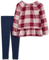 Carter's Baby Girls 2-Pc. Flannel Top & Leggings Set