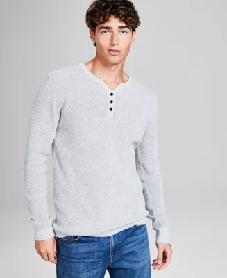And Now This Men's Regular-Fit Waffle-Knit Long-Sleeve Y-Neck T-Shirt, Created for Macy's
