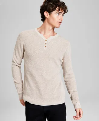 And Now This Men's Regular-Fit Waffle-Knit Long-Sleeve Y-Neck T-Shirt, Created for Macy's