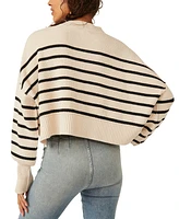 Free People Women's Striped Easy Street Cropped Sweater