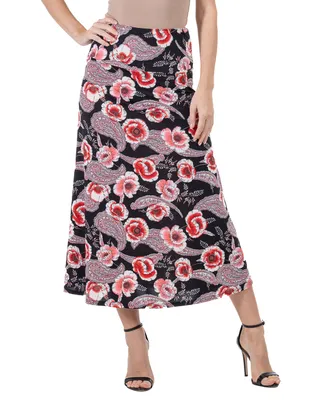 24seven Comfort Apparel Women's Floral Maxi Skirt