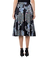 24seven Comfort Apparel Women's Paisley A-Line Midi Skirt