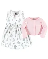 Hudson Baby Toddler Girls Cotton Dress and Cardigan Set