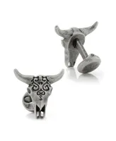 Ox & Bull Trading Co. Men's Antique-like Stainless Steel Carved Cow's Skull Cufflinks