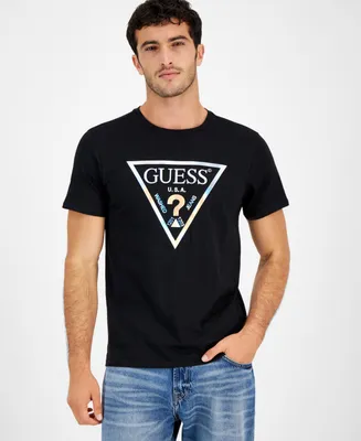 Guess Men's Iridescent Foil Logo-Print Crewneck T-Shirt