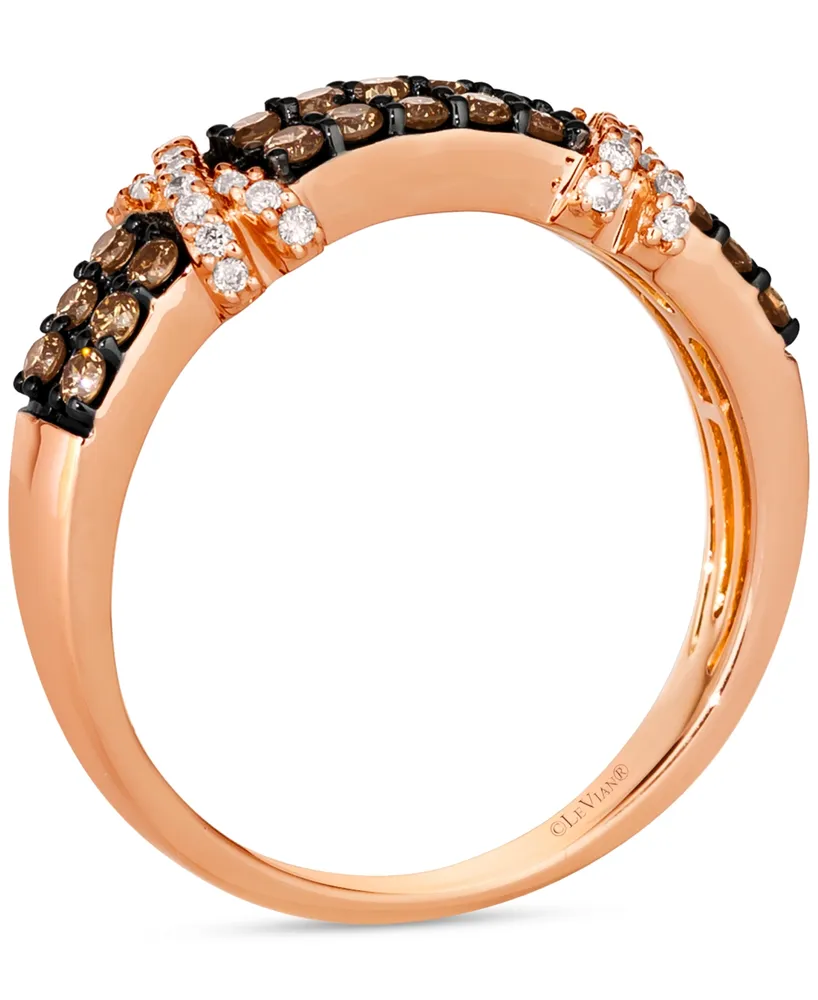 Le Vian Chocolate Diamond & Nude Diamond Double Crisscross Ring (1/2 ct. t.w.) in 14k Gold