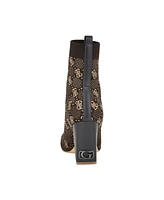 Guess Women's Yonel Block Heel Stretch Knit Logo Dress Booties