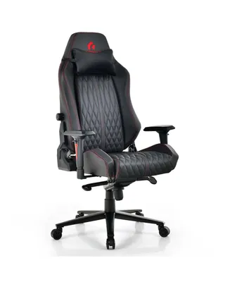 Costway Gaming Chair with Meta Base Class-4 Gas Lift 4D Armrest & Adjustable Lumbar Support