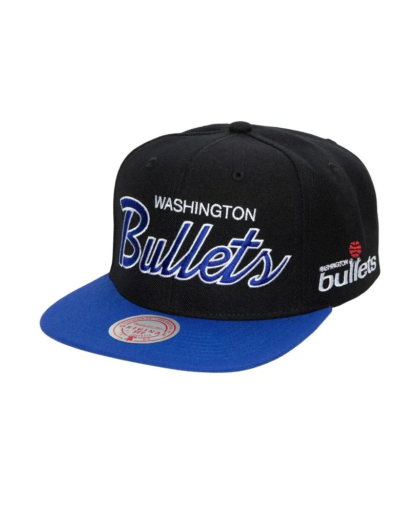 Men's Mitchell & Ness Black Washington Bullets Hardwood Classics Mvp Team Script 2.0 Snapback Hat