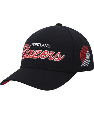 Men's Mitchell & Ness Black Portland Trail Blazers Mvp Team Script 2.0 Stretch Snapback Hat
