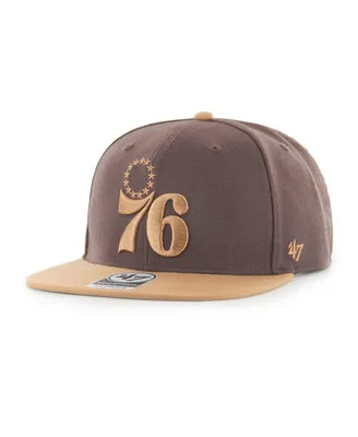 Men's '47 Brand Brown Philadelphia 76ers No Shot Two-Tone Captain Snapback Hat