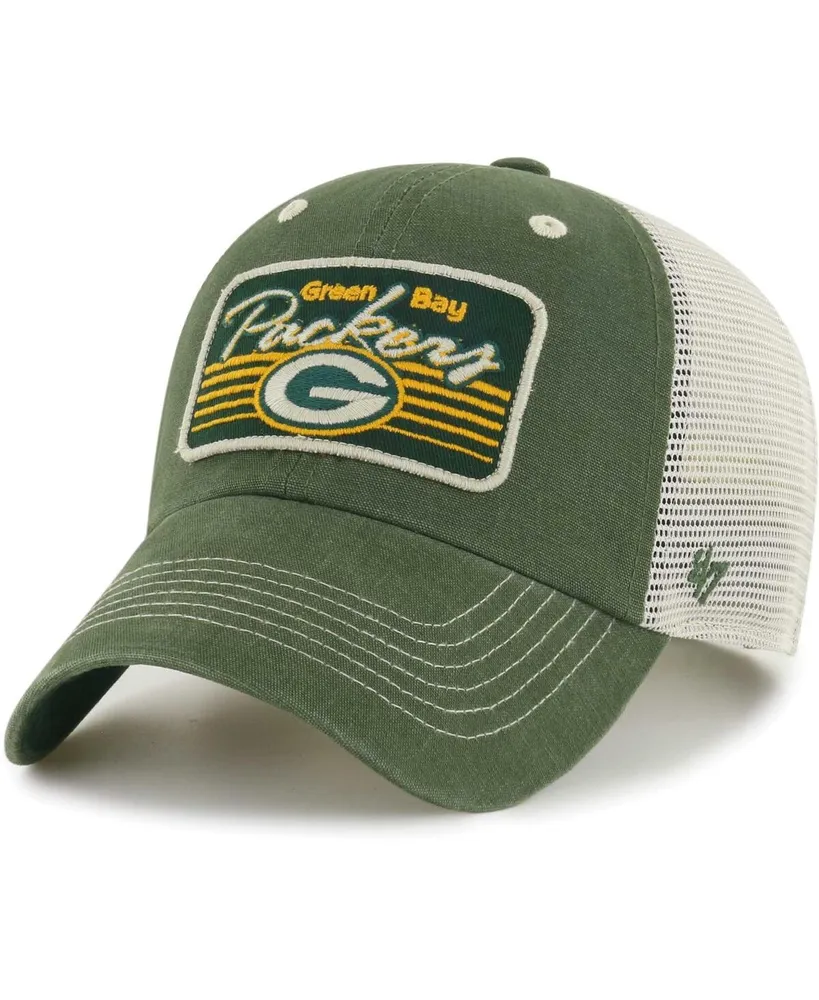 47 Brand Green, White Green Bay Packers Highline Clean Up Trucker Snapback  Hat for Men