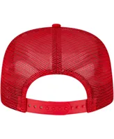 Men's New Era White, Scarlet San Francisco 49ers Striped A-Frame 9FIFTY Trucker Snapback Hat