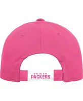 Big Girls Pink Green Bay Packers Adjustable Hat