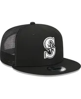 Men's New Era Black Seattle Mariners Trucker 9FIFTY Snapback Hat