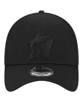 Men's New Era Miami Marlins Black-on-Black Neo 39THIRTY Flex Hat