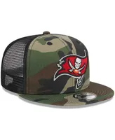 Big Boys and Girls New Era Camo Tampa Bay Buccaneers Main Trucker 9FIFTY Snapback Hat