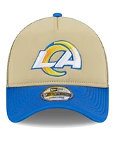 Men's New Era Tan, Royal Los Angeles Rams All Day A-Frame Trucker 9FORTY Adjustable Hat